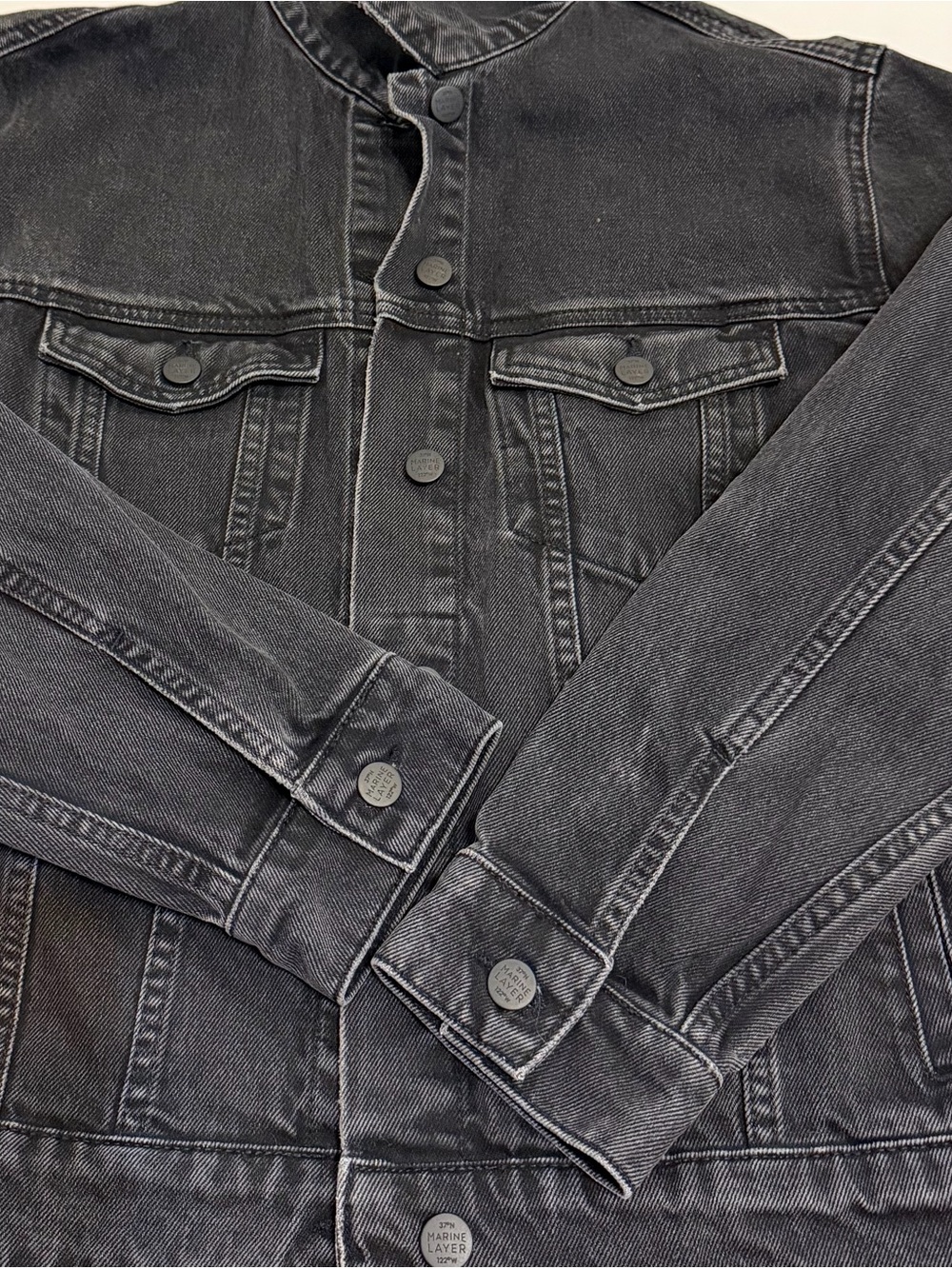 Marine Layer Washed Black Denim Jean Jacket Cotton truckers jacket - Picture 11 of 16
